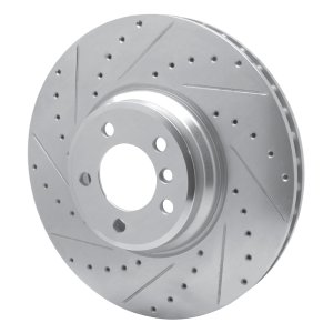 BMW ALPINA B7 Brake Rotor (1) - Front Left - R1 Concepts - Drilled & Slotted - Silver - `07-`08